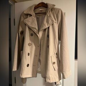 BONGO Beige Pea Coat Jacket Women’s XL Double Breasted